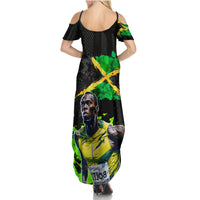 Jamaica Lightning Bolt Summer Maxi Dress Proud of Jumieka Splash Style Black Color - Wonder Print Shop