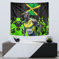 Jamaica Lightning Bolt Tapestry Proud of Jumieka Splash Style Black Color - Wonder Print Shop