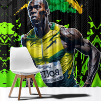 Jamaica Lightning Bolt Window Curtain Proud of Jumieka Splash Style Black Color - Wonder Print Shop