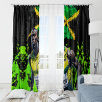 Jamaica Lightning Bolt Window Curtain Proud of Jumieka Splash Style Black Color - Wonder Print Shop