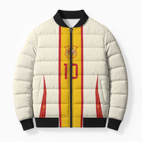 Custom Spain National Football Bomber Puffer Jacket Pinstripe Flag with Royal Crest