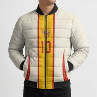 Custom Spain National Football Bomber Puffer Jacket Pinstripe Flag with Royal Crest