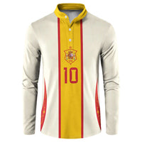 Custom Spain National Football Button Sweatshirt Pinstripe Flag with Royal Crest