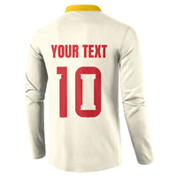 Custom Spain National Football Button Sweatshirt Pinstripe Flag with Royal Crest