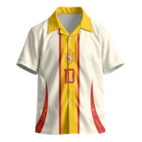 Custom Spain National Football Kid Hawaiian Shirt Pinstripe Flag with Royal Crest