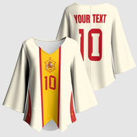 Custom Spain National Football Kimono Sleeve Blouse Pinstripe Flag with Royal Crest