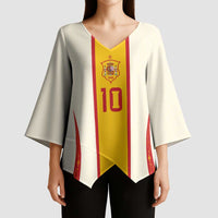 Custom Spain National Football Kimono Sleeve Blouse Pinstripe Flag with Royal Crest