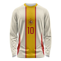Custom Spain National Football Long Sleeve Shirt Pinstripe Flag with Royal Crest