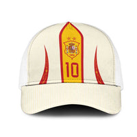 Custom Spain National Football Mesh Trucker Cap Pinstripe Flag with Royal Crest