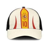 Custom Spain National Football Mesh Trucker Cap Pinstripe Flag with Royal Crest