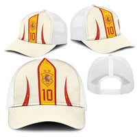 Custom Spain National Football Mesh Trucker Cap Pinstripe Flag with Royal Crest