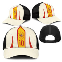 Custom Spain National Football Mesh Trucker Cap Pinstripe Flag with Royal Crest