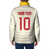 Custom Spain National Football Padded Jacket Pinstripe Flag with Royal Crest