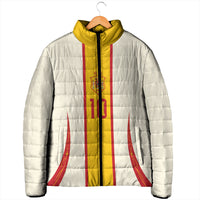 Custom Spain National Football Padded Jacket Pinstripe Flag with Royal Crest