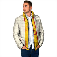Custom Spain National Football Padded Jacket Pinstripe Flag with Royal Crest