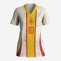 Custom Spain National Football Scrub Top Pinstripe Flag with Royal Crest