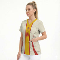 Custom Spain National Football Scrub Top Pinstripe Flag with Royal Crest