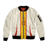Custom Spain National Football Sleeve Zip Bomber Jacket Pinstripe Flag with Royal Crest