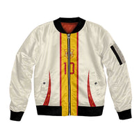 Custom Spain National Football Sleeve Zip Bomber Jacket Pinstripe Flag with Royal Crest