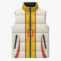 Custom Spain National Football Sleeveless Puffer Jacket Pinstripe Flag with Royal Crest
