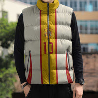 Custom Spain National Football Sleeveless Puffer Jacket Pinstripe Flag with Royal Crest