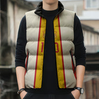 Custom Spain National Football Sleeveless Puffer Jacket Pinstripe Flag with Royal Crest