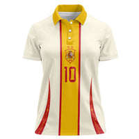 Custom Spain National Football Women Polo Shirt Pinstripe Flag with Royal Crest