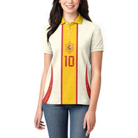 Custom Spain National Football Women Polo Shirt Pinstripe Flag with Royal Crest