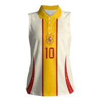 Custom Spain National Football Women Sleeveless Polo Shirt Pinstripe Flag with Royal Crest