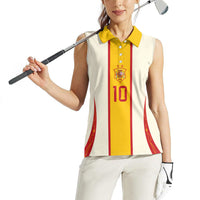 Custom Spain National Football Women Sleeveless Polo Shirt Pinstripe Flag with Royal Crest