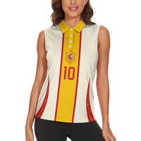 Custom Spain National Football Women Sleeveless Polo Shirt Pinstripe Flag with Royal Crest