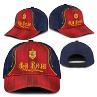 Spain La Roja Football Classic Cap Vintage Gothic Typography And Royal Crest Pinstripe Design