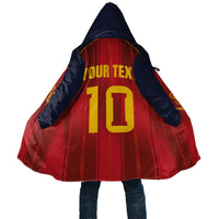 Custom Spain La Roja Football Cloak Gothic Typography Royal Crest Pinstripe