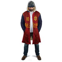 Custom Spain La Roja Football Cloak Gothic Typography Royal Crest Pinstripe