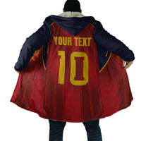 Custom Spain La Roja Football Cloak Gothic Typography Royal Crest Pinstripe