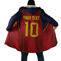 Custom Spain La Roja Football Cloak Gothic Typography Royal Crest Pinstripe