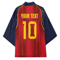 Custom Spain La Roja Football Kimono Gothic Typography Royal Crest Pinstripe