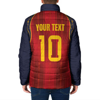 Custom Spain La Roja Football Padded Jacket Gothic Typography Royal Crest Pinstripe