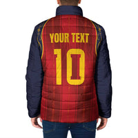 Custom Spain La Roja Football Padded Jacket Gothic Typography Royal Crest Pinstripe