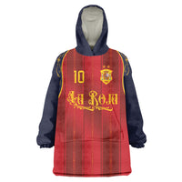 Custom Spain La Roja Football Wearable Blanket Hoodie Gothic Typography Royal Crest Pinstripe