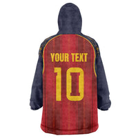 Custom Spain La Roja Football Wearable Blanket Hoodie Gothic Typography Royal Crest Pinstripe