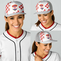 Croatia National Football Baseball Net Cap Dynamic Red Checkerboard Pattern With Heritage National Crest