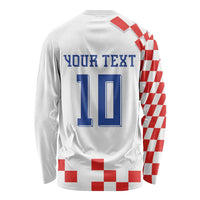 Custom Croatia National Football Long Sleeve Shirt Dynamic Red Heritage Checkerboard Pattern