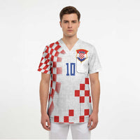 Custom Croatia National Football Scrub Top Dynamic Red Heritage Checkerboard Pattern