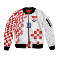 Custom Croatia National Football Sleeve Zip Bomber Jacket Dynamic Red Heritage Checkerboard Pattern