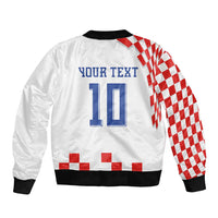 Custom Croatia National Football Sleeve Zip Bomber Jacket Dynamic Red Heritage Checkerboard Pattern