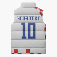 Custom Croatia National Football Sleeveless Puffer Jacket Dynamic Red Heritage Checkerboard Pattern
