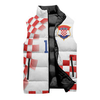 Custom Croatia National Football Sleeveless Puffer Jacket Dynamic Red Heritage Checkerboard Pattern