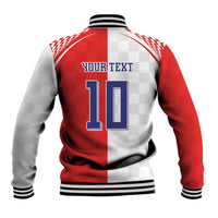 Custom Croatia Hrvatska Football Baseball Jacket Halftone Checkerboard National Crest