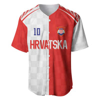 Custom Croatia Hrvatska Football Baseball Jersey Halftone Checkerboard National Crest